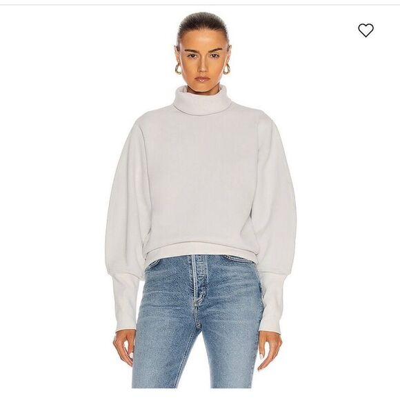 AGOLDE Extended Rib Balloon Sleeve Turtleneck Cream Sweatshirt Women's Size XS - Picture 1 of 9